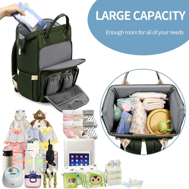 Pomelo Best Moderner Wickelrucksack für Mama Papa – Stylischer Familienrucksack mit Grosser Öffnung,