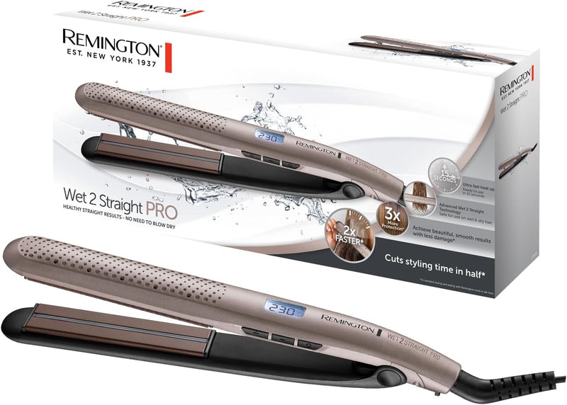 Remington Glätteisen Wet2Straight Pro (für Nass- & Trockenanwendung -zum Trocknen und Glätten der Ha