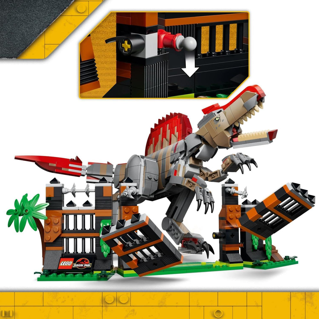LEGO Jurassic World Flucht des Spinosaurus - Spielzeug-Dino - Bauset mit beweglichem Dinosaurier und