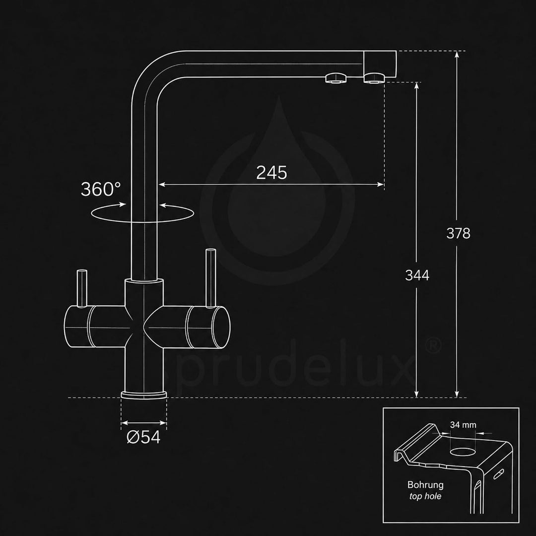 Untertisch Wassersprudler System INOX Trinkwassersprudler mit 5-Wege Wasserhahn Küche, Sprudelwasser