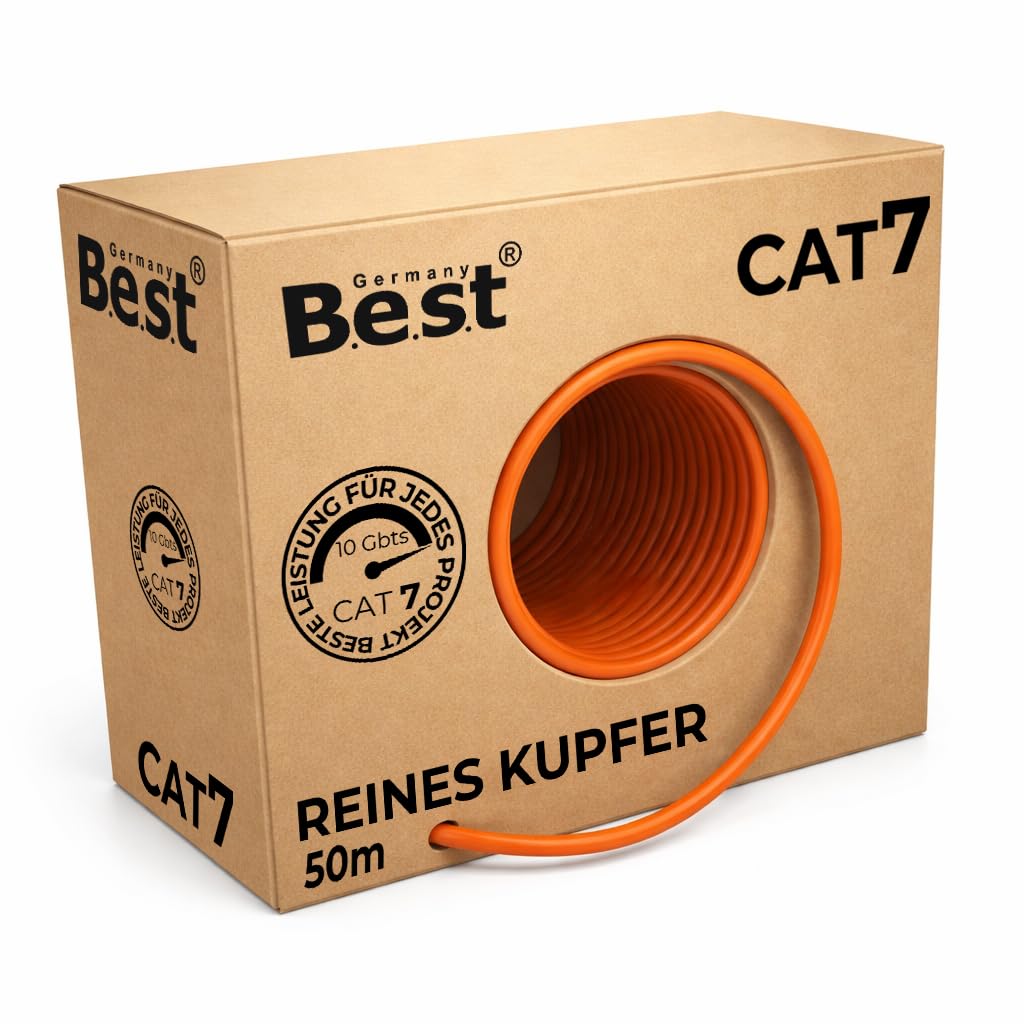 CAT 7 50M Simplex Netzwerkkabel Verlegekabel Kupfer LAN Kabel Ethernetkabel S/FTP 10 Gbit/s Kat 7 re