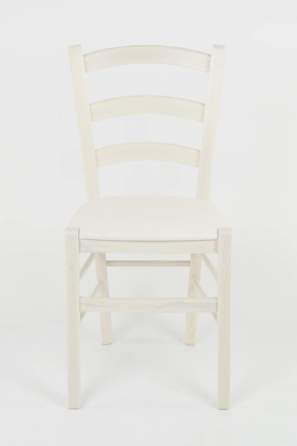 Tommychairs Stuhl Venice robuste Struktur aus lackiertem Buchenholz in der Anilinfarbe Weiss und Sit