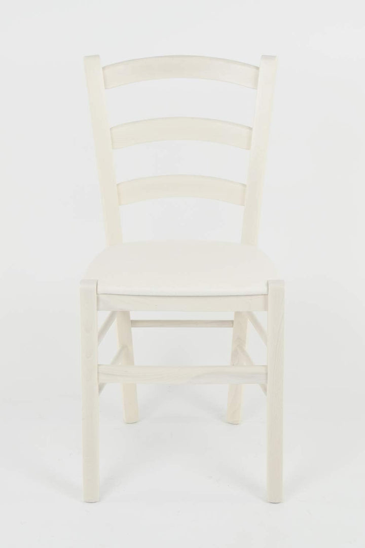 Tommychairs Stuhl Venice robuste Struktur aus lackiertem Buchenholz in der Anilinfarbe Weiss und Sit