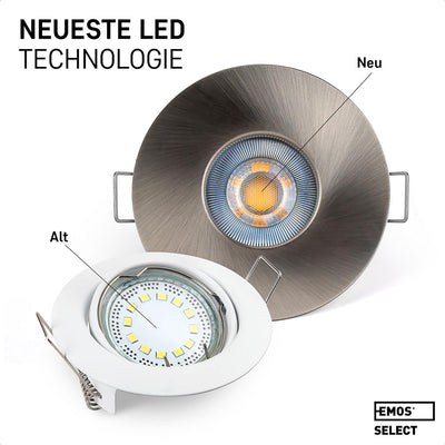 Emos LED Einbaustrahler 230V 5W, 370lm | Einbaustrahler wasserdicht IP44 für Aussen und Innen | LED