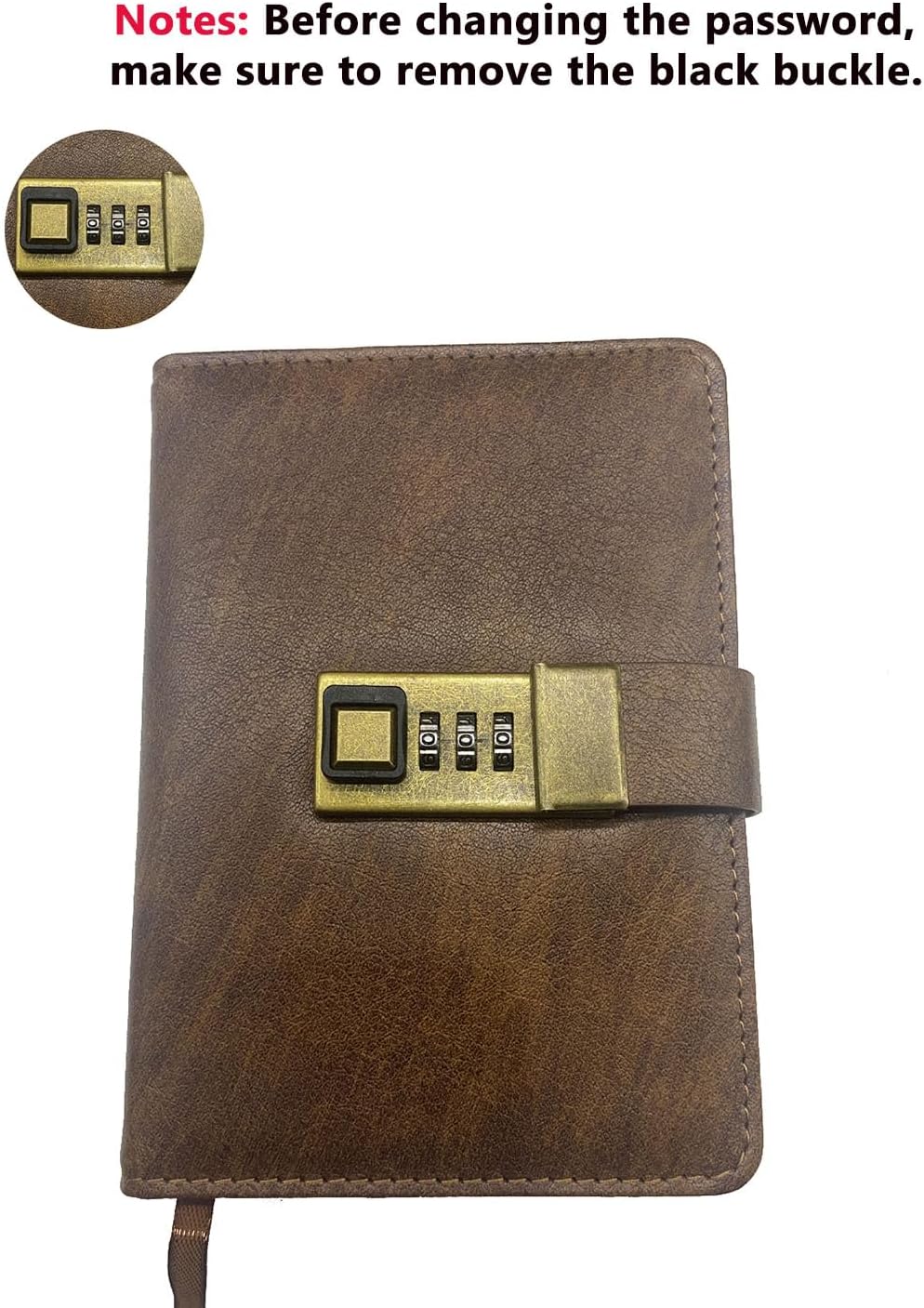WEMATE Tagebuch mit Schloss, A5 PU-Leder-Tagebuch, 240 Seiten, Vintage, passwortgeschütztes Notizbuc