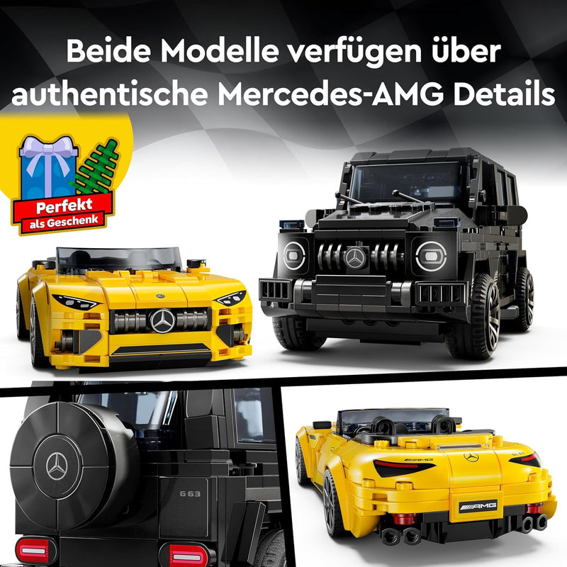 LEGO Speed Champions Mercedes-AMG G 63 & Mercedes-AMG SL 63, Bauset mit 2 Spielzeug Autos und 2 Fahr