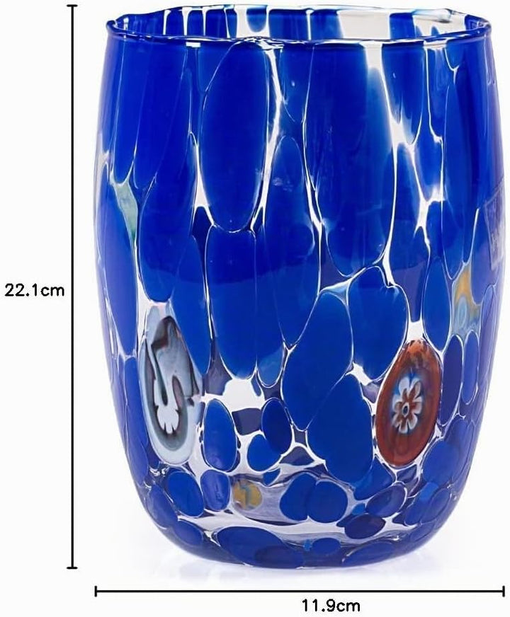 H&h set 6 bicchieri veneziano in vetro decorato multicolore cl 38