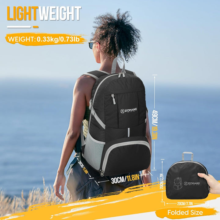 ZOMAKE 35 L Leicht Faltbarer Rucksack Packbare Backpacks, Kleiner Rucksäcke Wanderrucksack Wasserdic