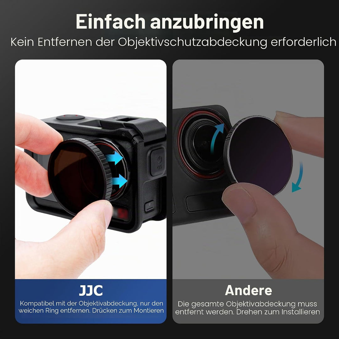 JJC Black Diffusion 1/2 Filter Kompatibel mit DJI Osmo Action 5 Pro Action 4 Action 3 Kamera, 1/2 Bl