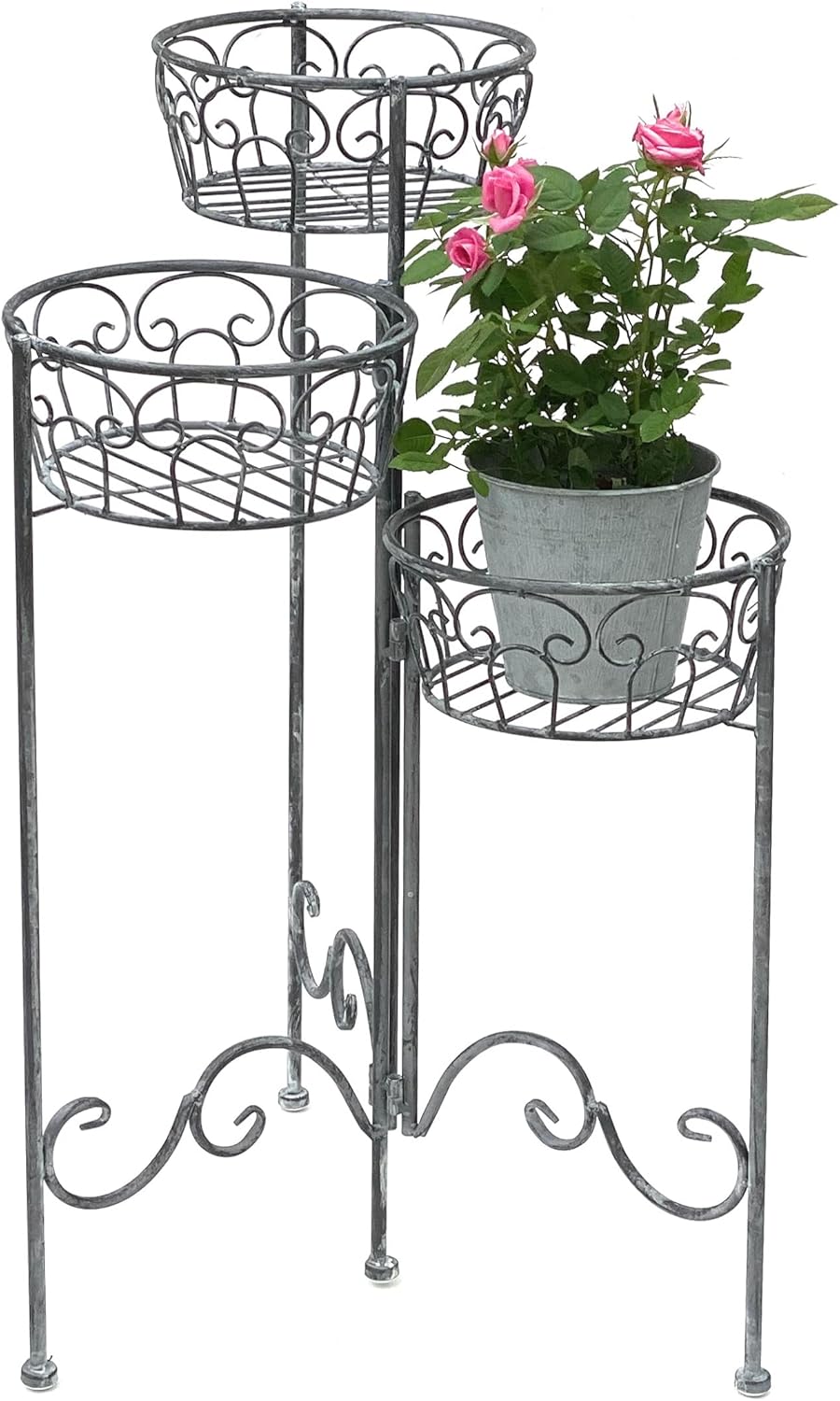 DanDiBo Blumentreppe Metall Rund 75 cm Blumenständer mit 3 Körbe 96012 Blumenständer Blumensäule Pfl