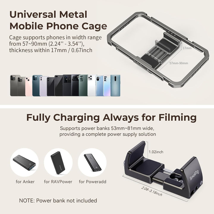SMALLRIG Smartphone Video Rig mit Griff Videolicht Mikrofon und Aluminiumlegierung Stativ, Mobile Ph