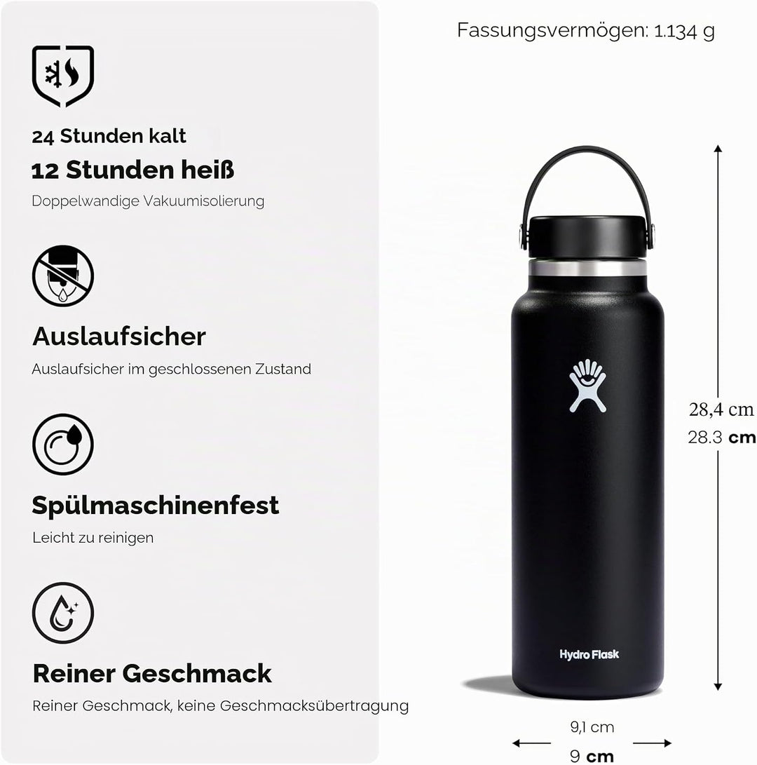 HYDRO FLASK - Trinkflasche 1180ml (40oz) - Isolierte Wasserflasche aus Edelstahl - Sportflasche mit