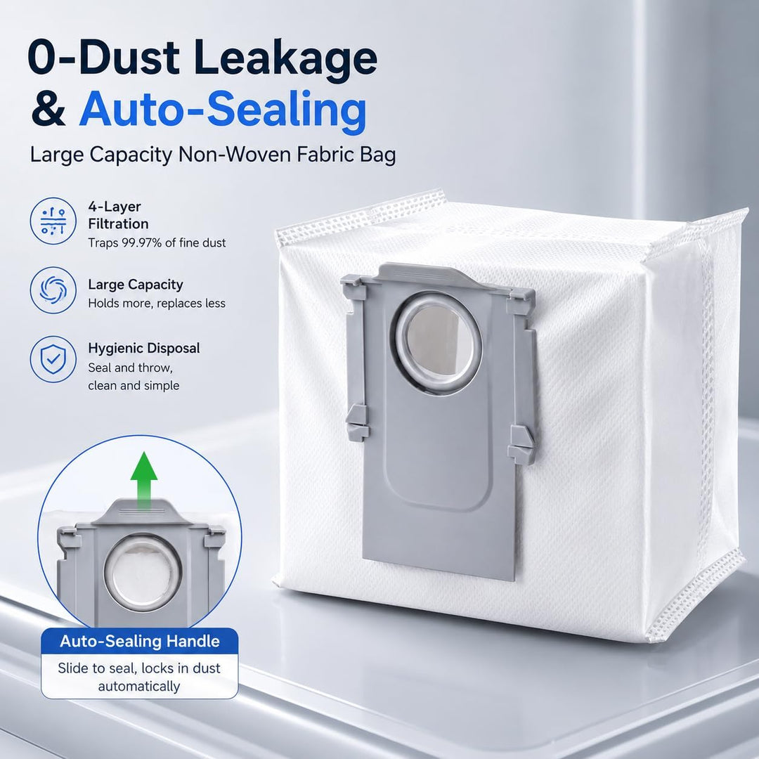 Zubehör für Roborock S8 Pro Ultra, 6*Staubbeutel 2*Main Rollbürste 6*Seitenbürsten 2*Filter 4*Mop Wi