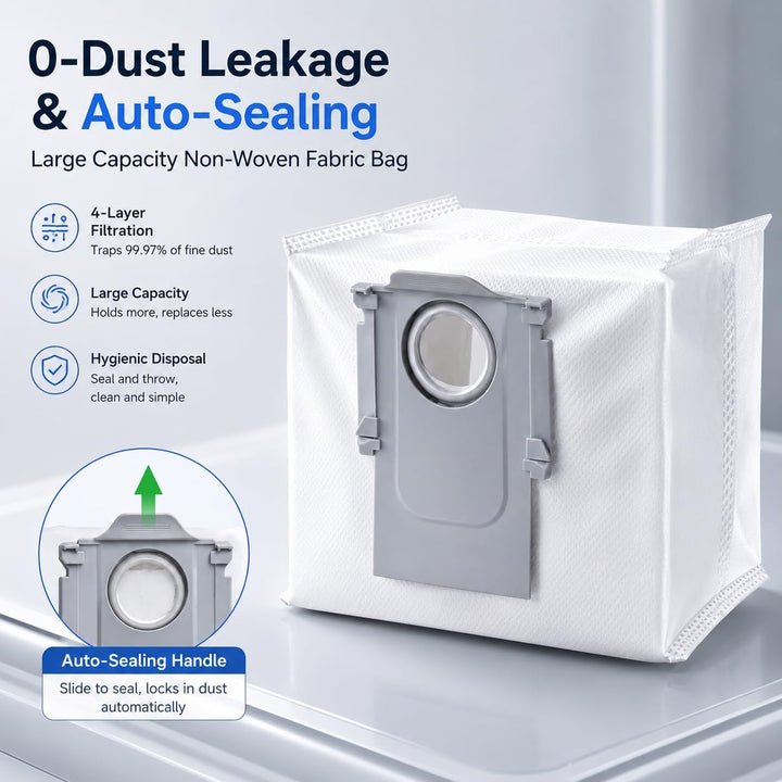 Zubehör für Roborock S8 Pro Ultra, 6*Staubbeutel 2*Main Rollbürste 6*Seitenbürsten 2*Filter 4*Mop Wi