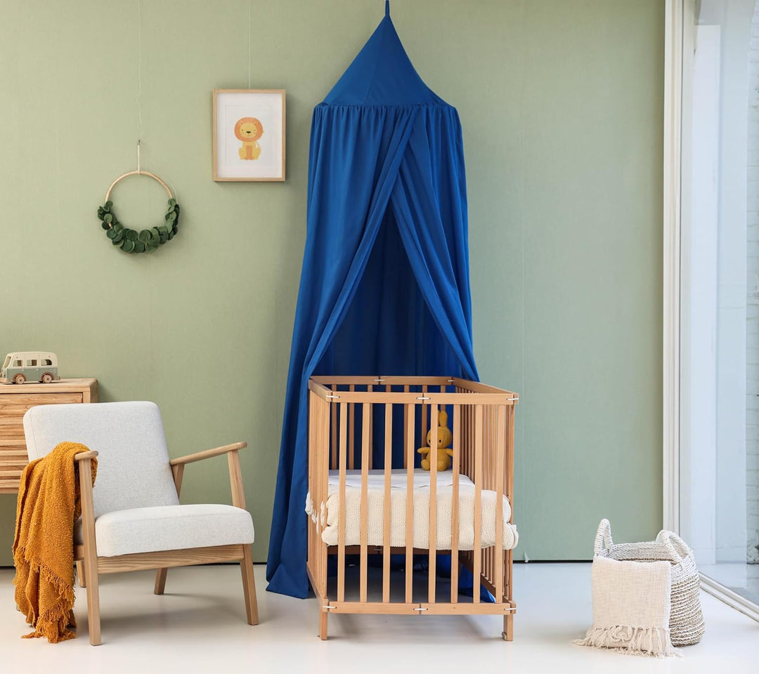 Blauer Baldachin für Kinderzimmer | Hängender Betthimmel für Babybett | Moskitonetz für Stubenwagen