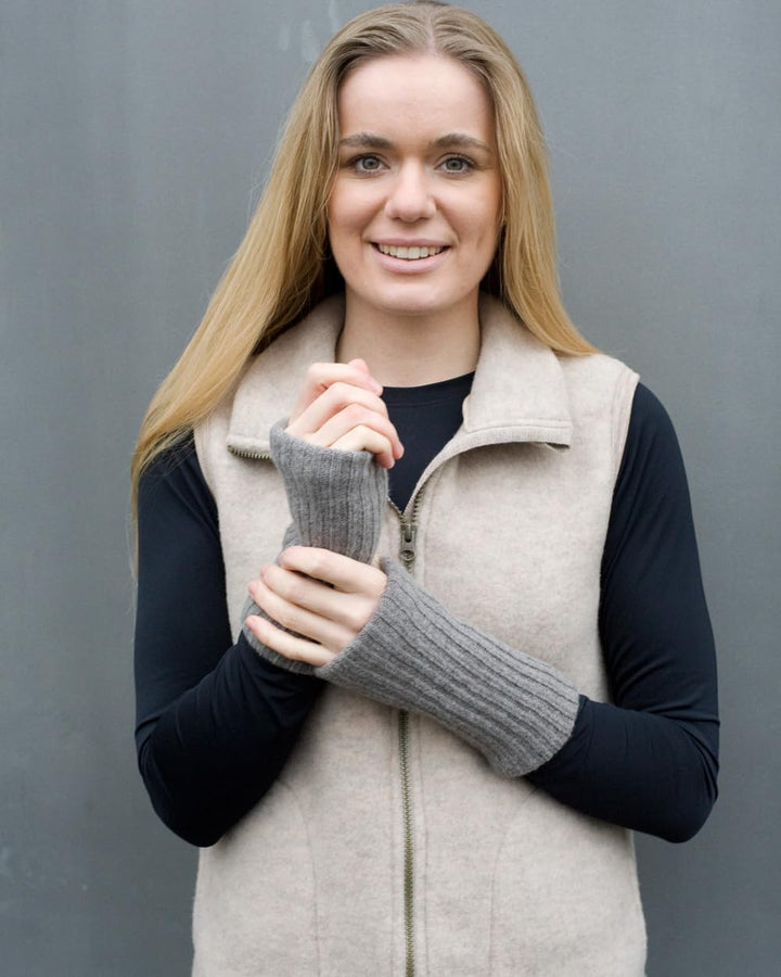 Ganterie, Merino Armwärmer/Pulswärmer, 100% Wolle Grau, Grau