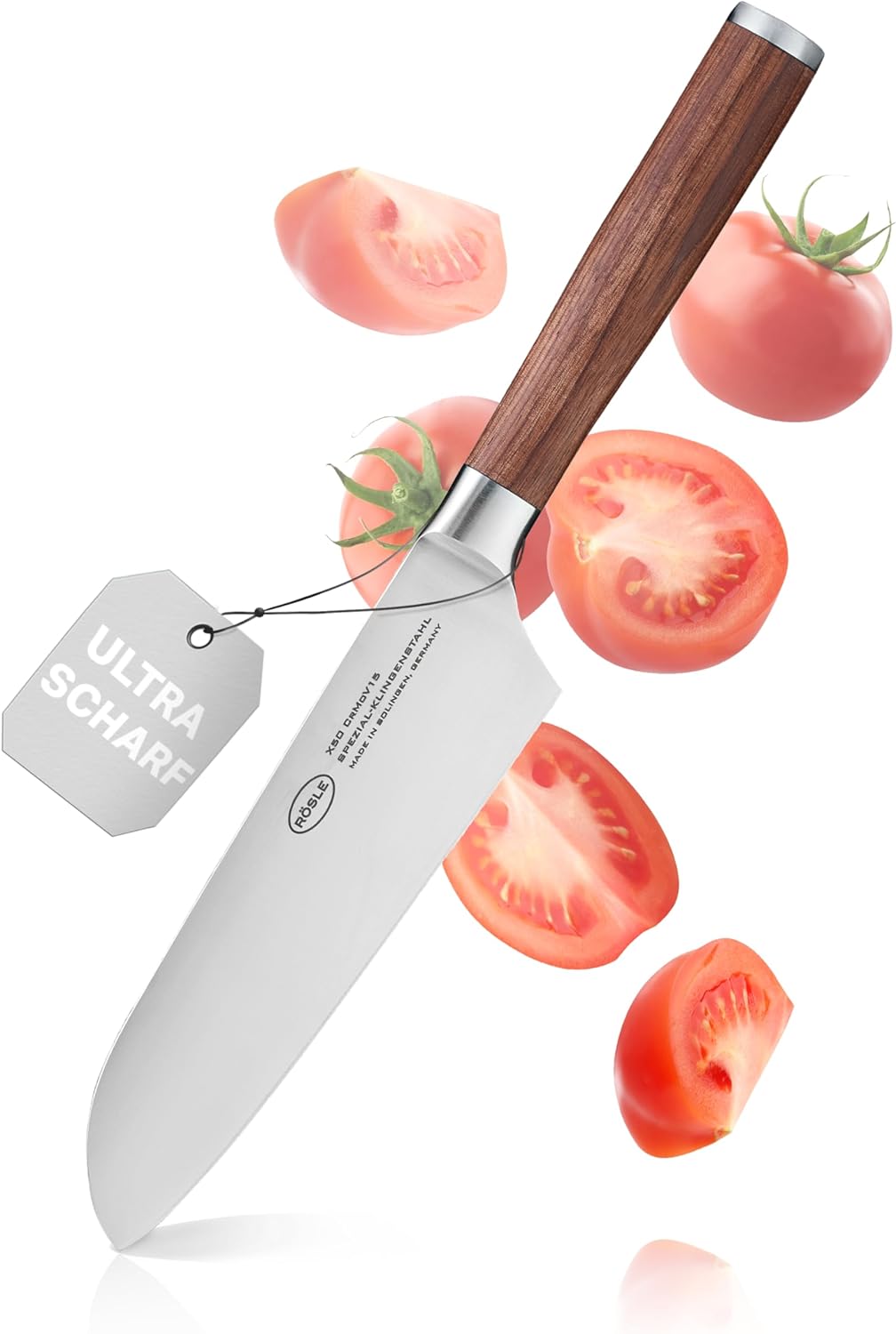 RÖSLE Santokumesser Masterclass, Hochwertiges Küchenmesser zum feinen Schneiden von Fleisch, Fisch u