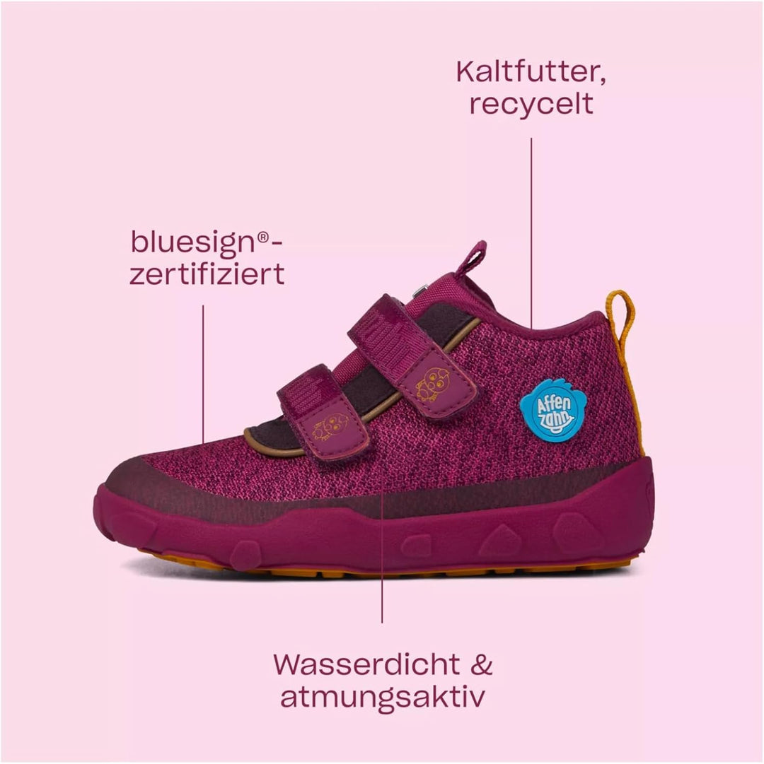Affenzahn Übergangsschuh Knit Happy wasserdicht atmungsaktiv vegan mit Kaltfutter, Klettverschlüssen