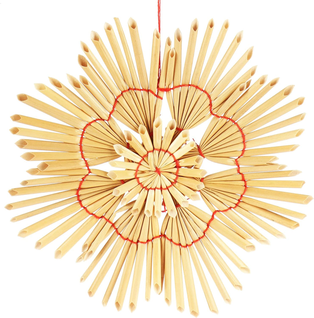 com-four® 8X Strohsterne im Mix-Set - Christbaum-Schmuck - Stroh-Anhänger für den Weihnachtsbaum - n