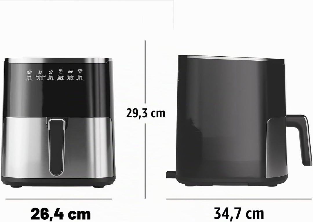HEINRICHS Heissluftfritteuse, 5 Liter XL Air Fryer, 12in1 Heissluftfritteuse, LED-Display mit Sensor
