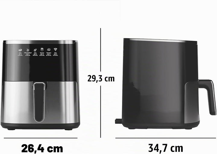 HEINRICHS Heissluftfritteuse, 5 Liter XL Air Fryer, 12in1 Heissluftfritteuse, LED-Display mit Sensor