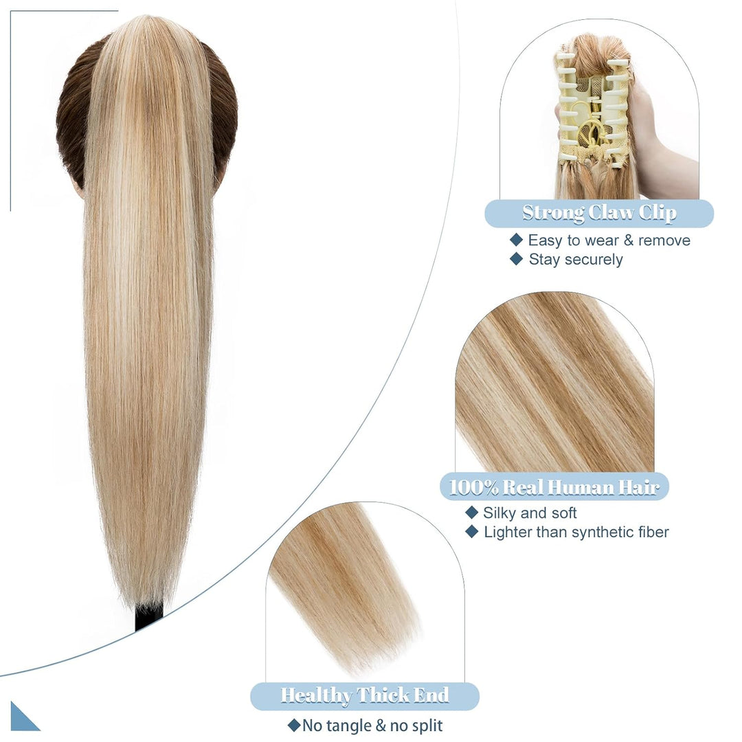 SEGO Ponytail Extension Echthaar Pferdeschwanz Zopf Clip in Haarteil Haarverlängerung 100% Remy Haar