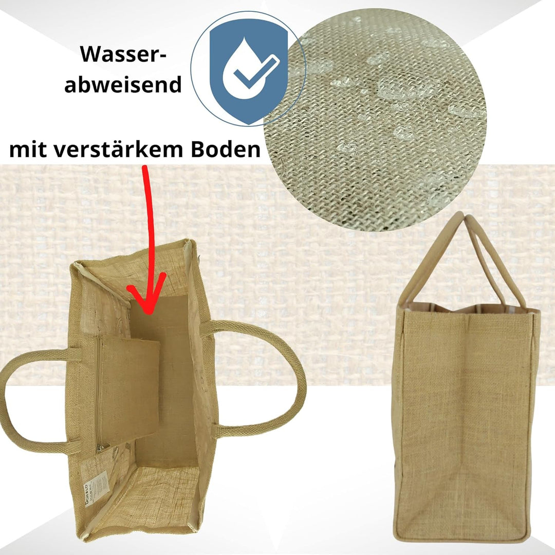 Domelo Einkaufskörbe. Bedruckte Einkaufstasche. Jute Tasche gross. Korbtasche, wasserabweisenden Str