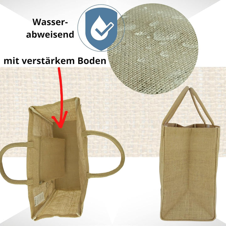 Domelo Einkaufskörbe. Bedruckte Einkaufstasche. Jute Tasche gross. Korbtasche, wasserabweisenden Str