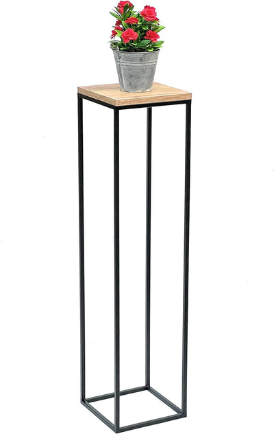 DanDiBo Blumenhocker Metall Holz Schwarz Eckig 100 cm Blumenständer Beistelltisch 96353 Blumensäule