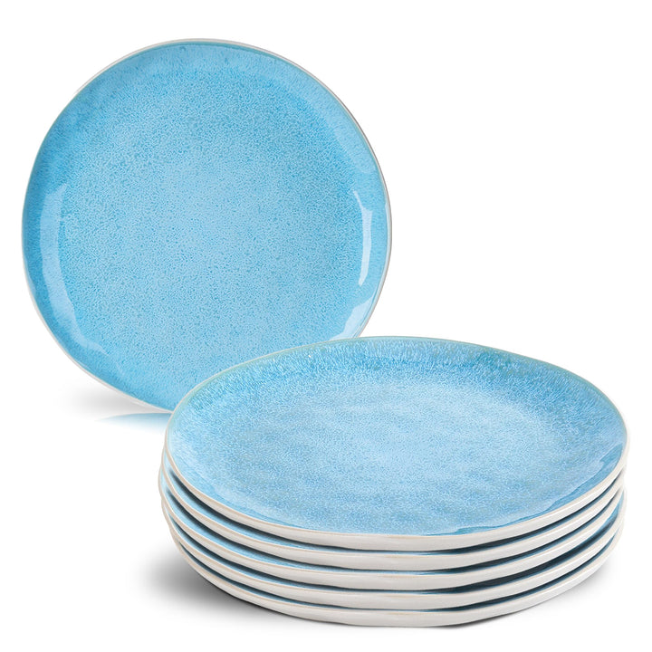 MIAMIO – 6 x 20 cm Teller/Speiseteller Set aus Steingut Keramik Geschirr Set Handmade - Lumera Kolle