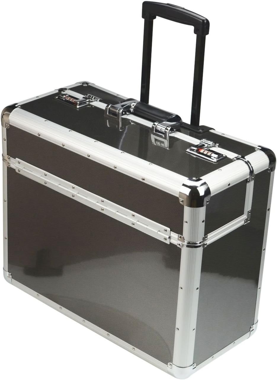 ALUMAXX 45129 Pilotenkoffer C-2, Piloten Koffer aus Aluminium, Dokumentenkoffer in Carbon-Look, Alum