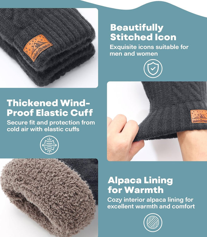 CHENMEI Winterhandschuhe Strickhandschuhe für Herren Damen - Touchscreen Wollhandschuhe, Warme Winte