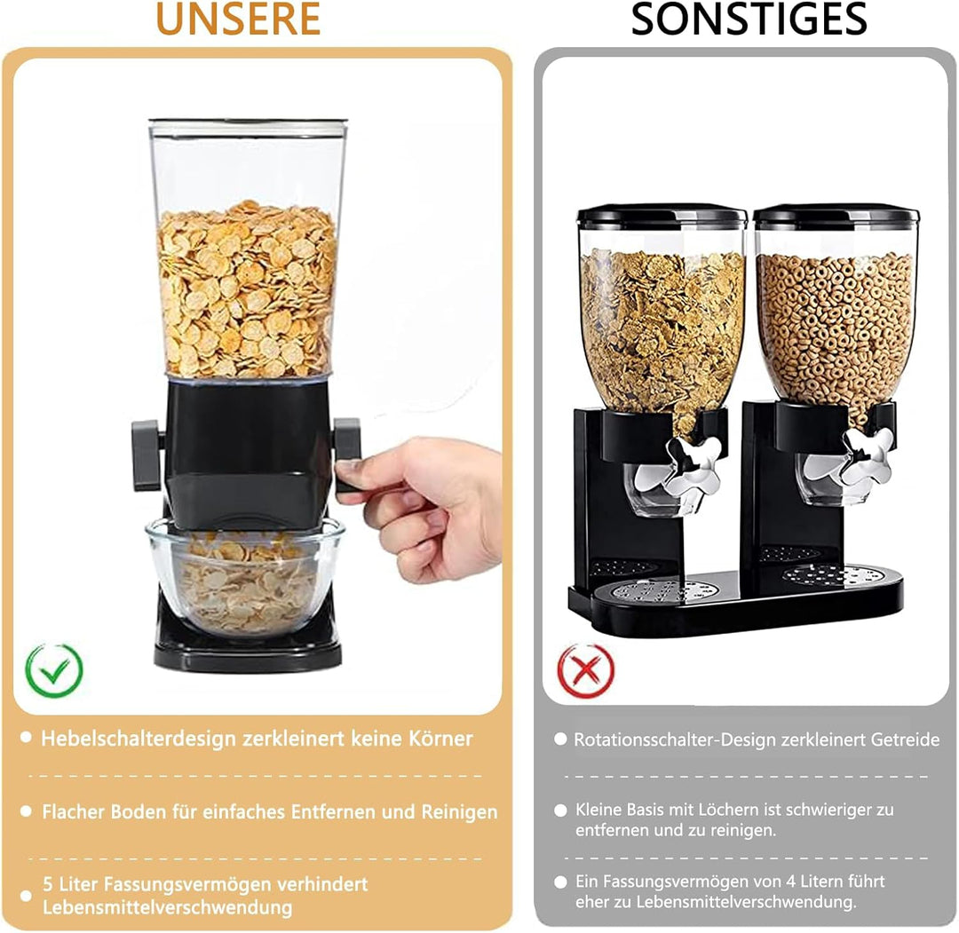 Müslispender, Lebensmittelspender 3.2 L Cereal Dispenser &amp; Cornflakes Spender Zerkleinert Keine Cere