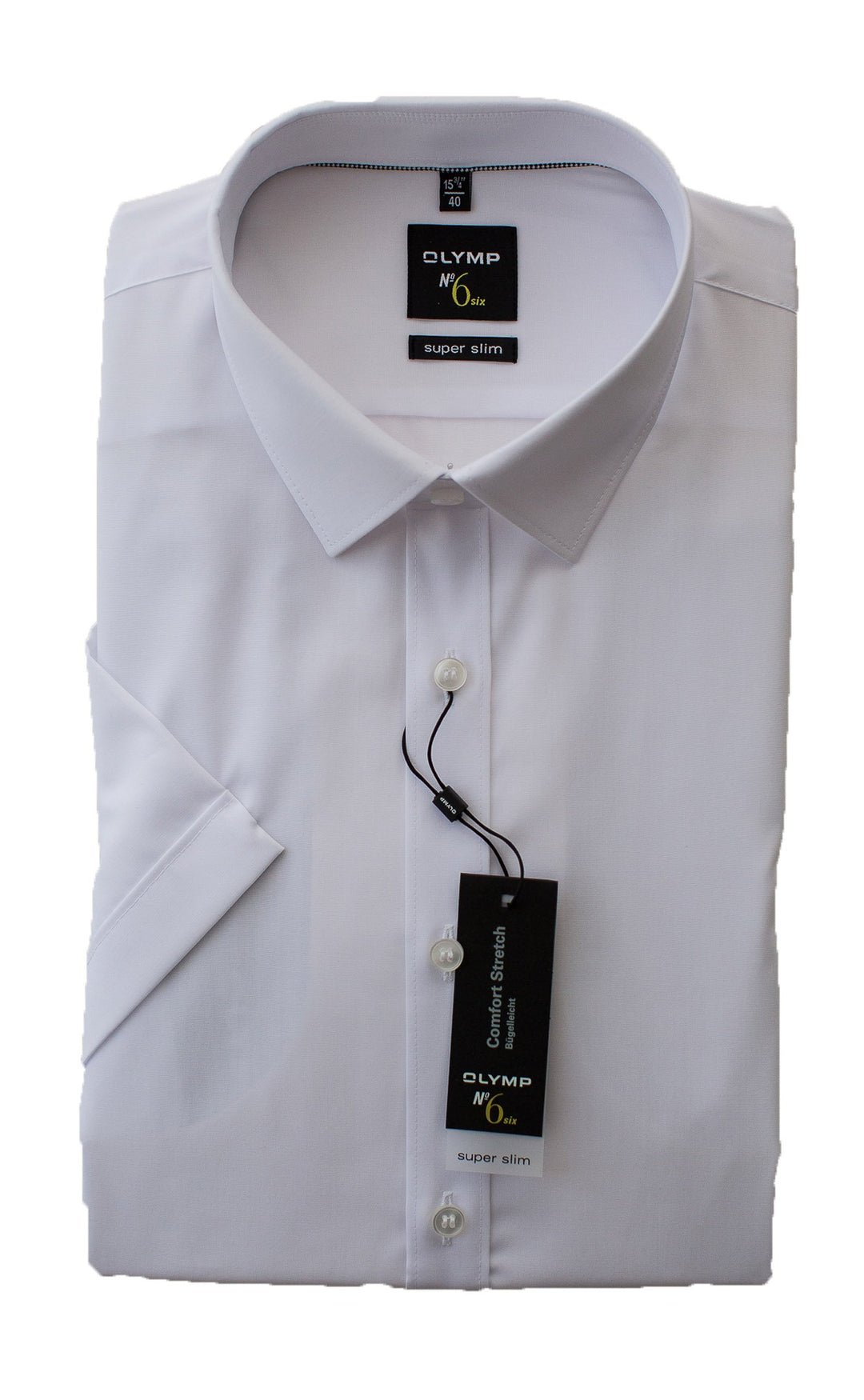 OLYMP No Six super Slim Hemd Halbarm New Kent Kragen weiss 40 Weiss, 40 Weiss