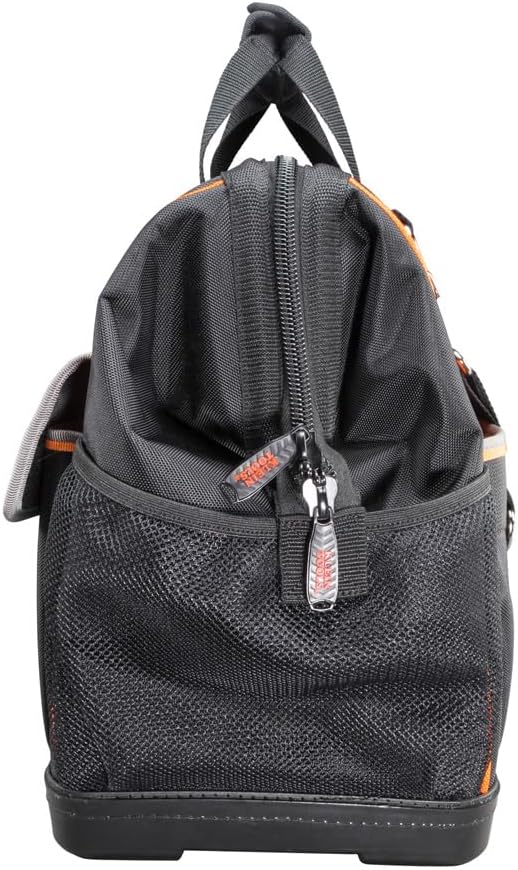 Klein Tools 55469 Tradesman Pro Werkzeugtasche, weit geöffnet, Schwarz/Orange