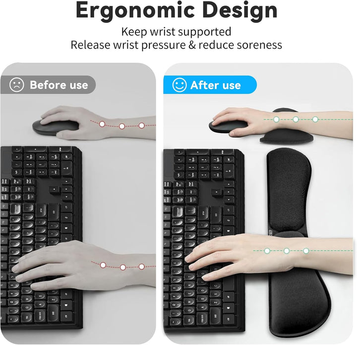 ZIBLY Tastatur- und Maus-Handgelenkauflage, rutschfestes, ergonomisches Handgelenkkissen, einfaches
