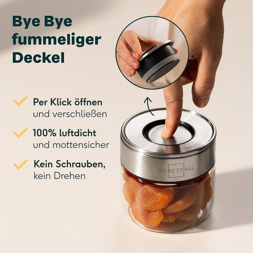 SILBERTHAL Vorratsdosen Glas mit Deckel 400 ml - Vorratsgläser für luftdichte &amp; auslaufsichere Aufbe