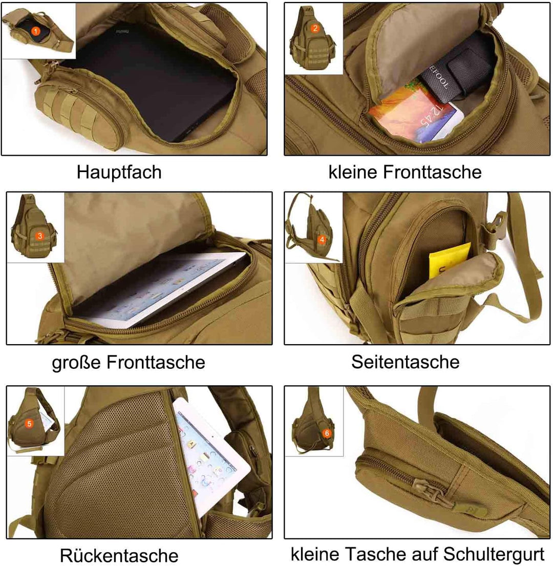 Neuleben Taktischer Sling Rucksack Schulterrucksack Militär Rucksäcke Gross Wasserabweisend Crossbod