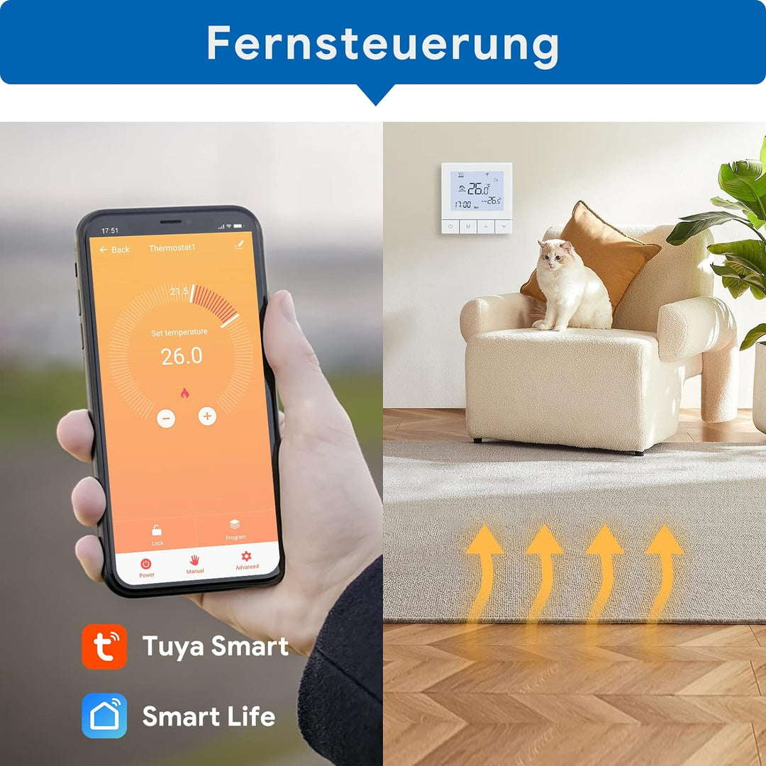 Thermostat Fussbodenheizung Wasser, Beok Thermostat WiFi Smart Raumthermostat Fussbodenheizung Progr
