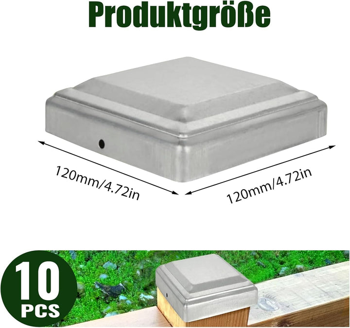 10 Stück Pfostenkappe 12 x 12 cm, Aartner Zaunpfosten Kappen, Abdeckkappen Zaun Pfostenabdeckung für
