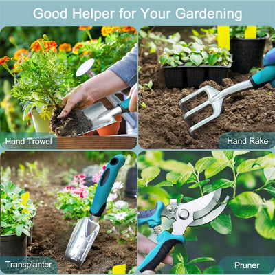 Kynup Gartenwerkzeug-Set, 7 Stück Gartenhandwerkzeuge, Rost-Sicht Gartenwerkzeug mit dauerhafter Auf