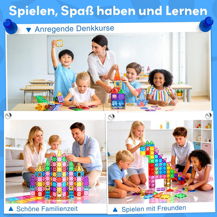 WOOBLO Magnetische Bausteine, Magnetspiel STEM Montessori Spielzeug ab 3 Jahre, Magnete Spielzeug ab