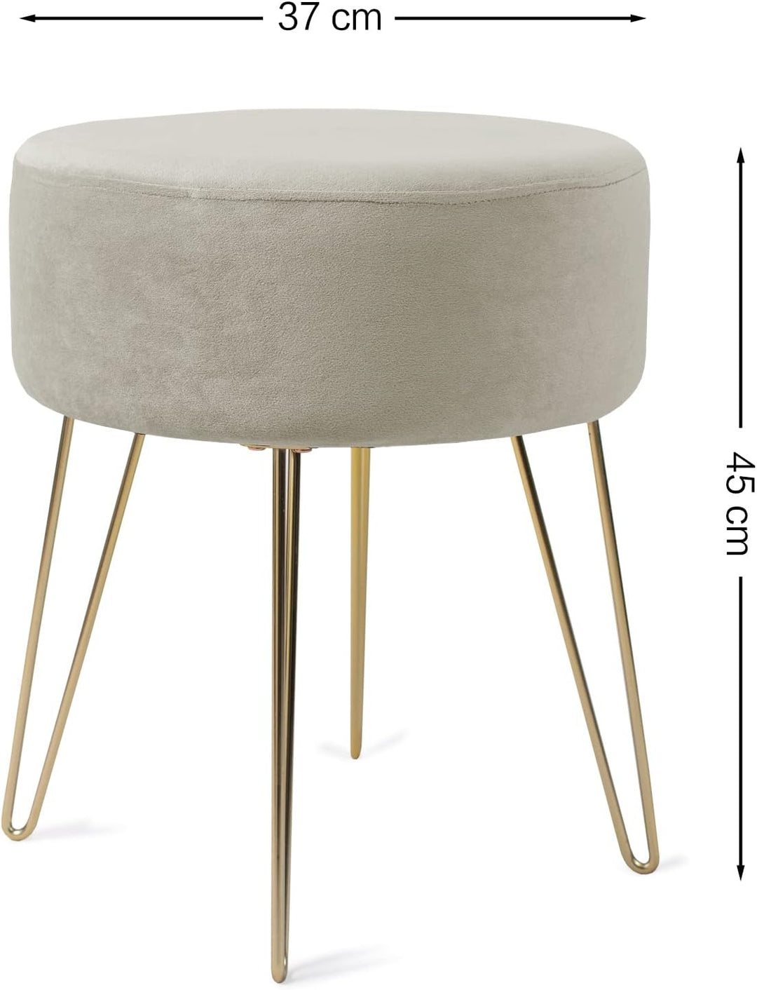 Zedelmaier Runder Sitzhocker Schminktisch Hocker Ottoman Gepolsterter Hocker Metallstütze Beige Beig