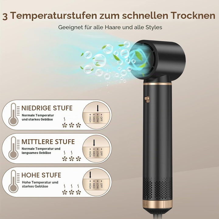 Hairstyler 5 in 1 Airbrush Haarstyler | Pro Air Styler Set - 1000W Rundbürstenföhn, Air Curler, Warm