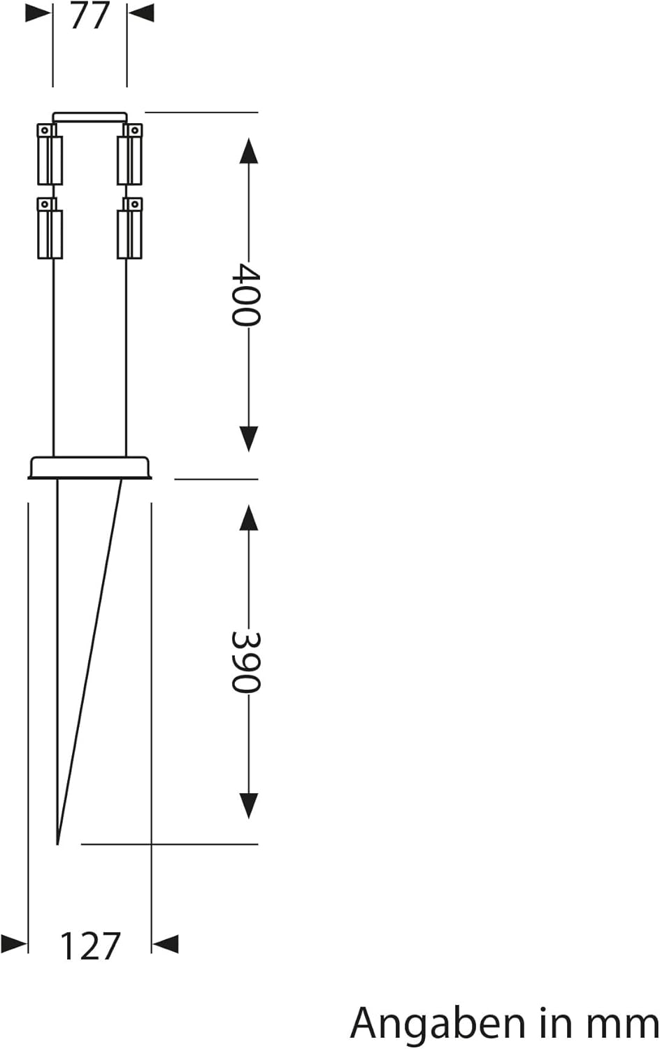 ledscom.de Garten-Steckdosen-Säule PORU mit Erdspiess und 2m Kabel für aussen, 4-Fach, Edelstahl, ru