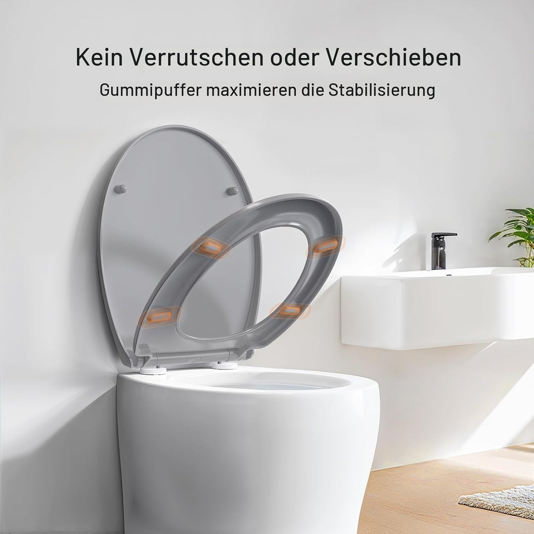 Pipishell Toilettendeckel, WC Sitz mit Absenkautomatik, Quick-Release Funktion für einfach Reinigung