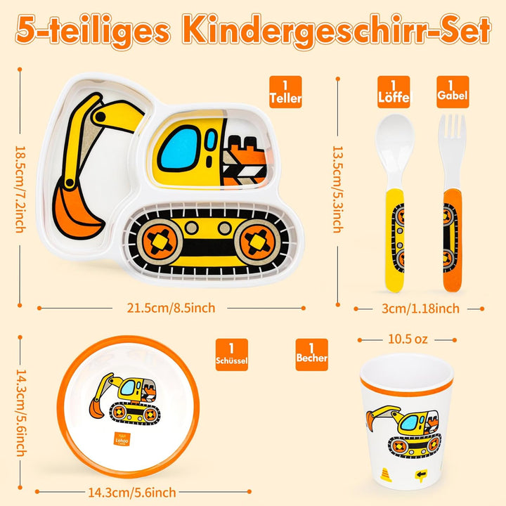 Lehoo Castle Kindergeschirr, Kindergeschirr Set inklusive Kinderteller, Becher, Schälchen, Löffel, G