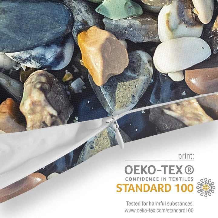 VOID Steinstrand Bunte Kiesel Kissenbezug Kissenhülle Sofakissen Kissen Deko Outdoor-Kissen Dekokiss