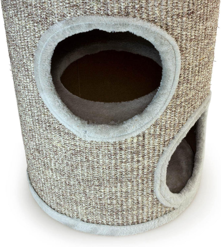 Arquivet Kratzbaum rund beige mit Löchern für Katzen - 36 x 36 x 70 cm - Kratzbaum für Katzen - Vert
