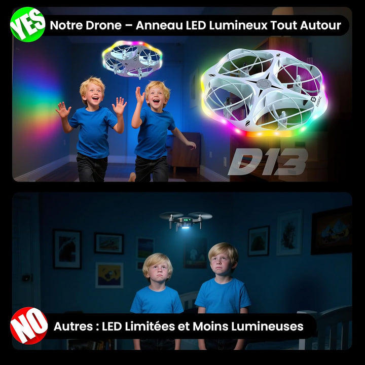 DEERC D13 Mini-Drohne für Kinder mit Hindernissvermeidung, 6 LED-Modi, kleines einfaches UFO-Spielze